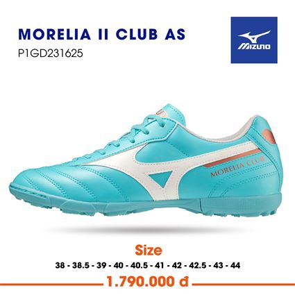 Giày Bóng Đá Mizuno MORELIA II CLUB AS Xanh Ngọc